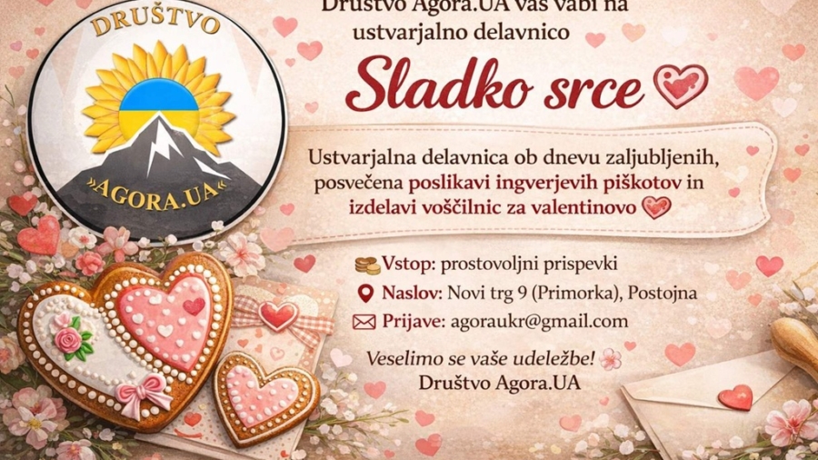 Društvo Agora.UA vas vabi na ustvarjalno delavnico »Sladko srce«