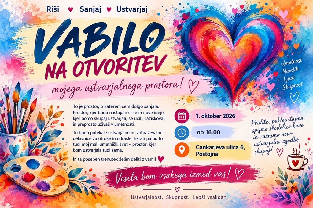 V Postojni odprt nov ustvarjalni prostor »RIŠI • SANJAJ • USTVARJAJ« Antonine Oborine